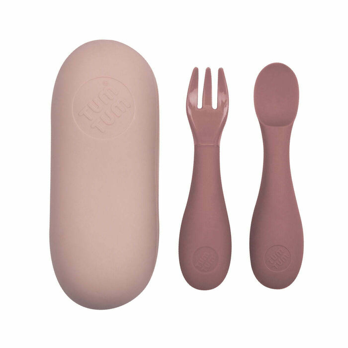 Hippychick TUM TUM Silicone Baby Cutlery Set With Case Pink