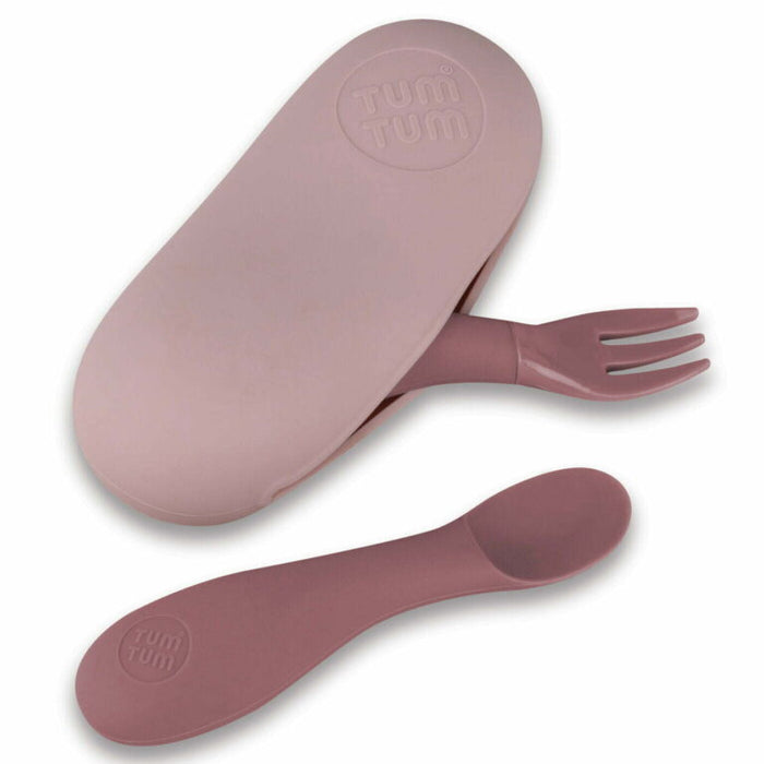 Hippychick TUM TUM Silicone Baby Cutlery Set With Case Pink