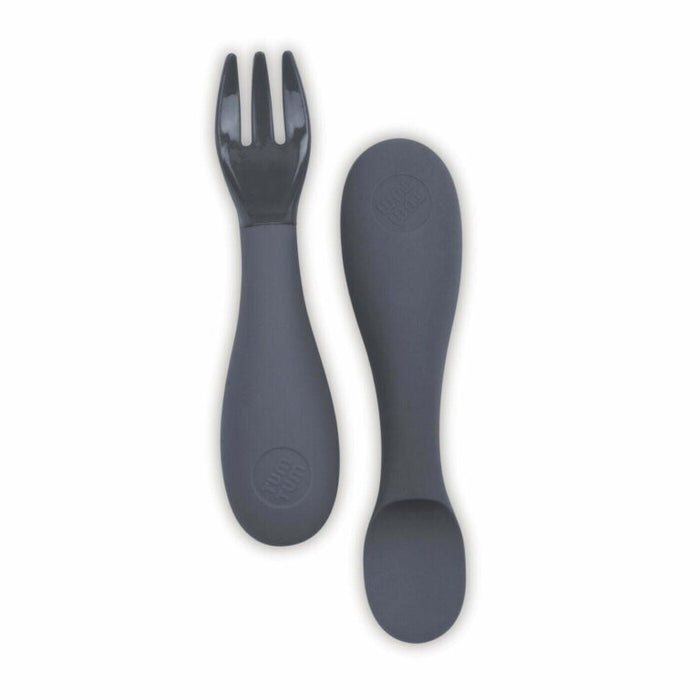 Hippychick TUM TUM Silicone Baby Cutlery Set With Case Grey