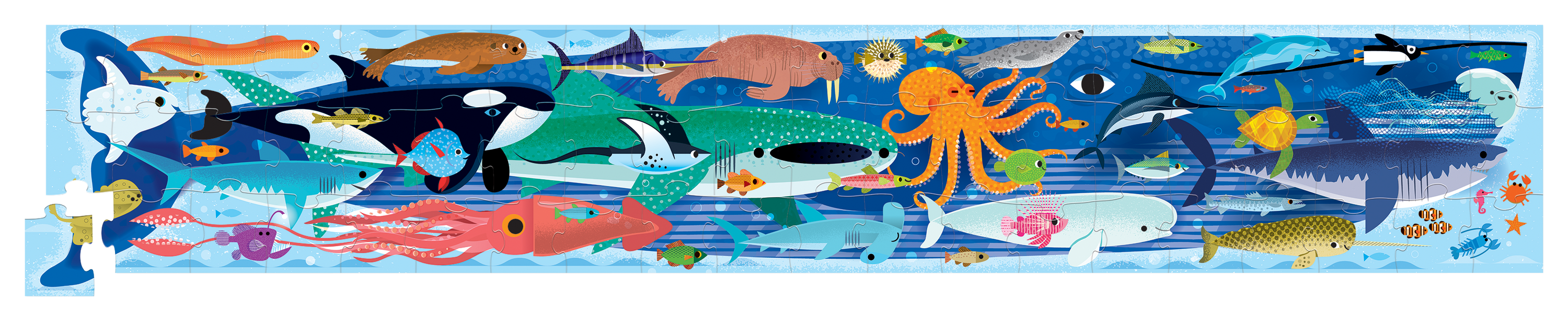 Hippychick Crocodile Creek 60-Pc Super Duper Long Puzzle - Ocean