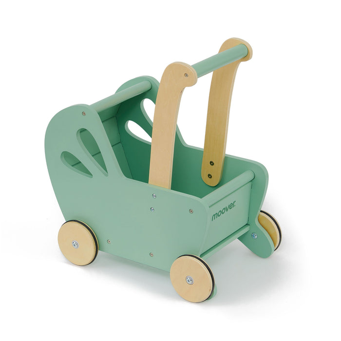 Hippychick Moover Essentials Wooden Off White Dolls Green Pram