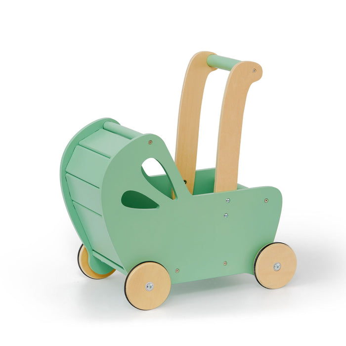 Hippychick Moover Essentials Wooden Off White Dolls Green Pram