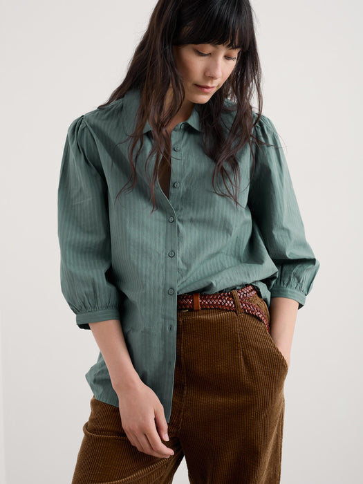 Seasalt Women's Hope Cottage Organic Cotton Check Blouse In Cliff