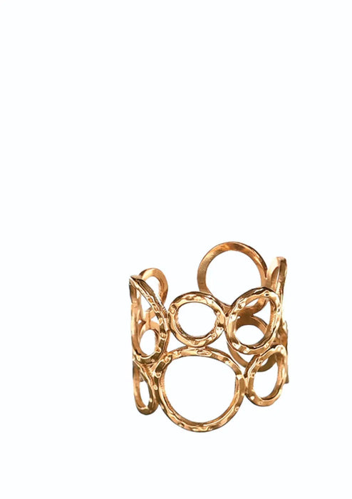 Hot Tomato Adjustable Stainless Steel With 18K Gold Circles Band