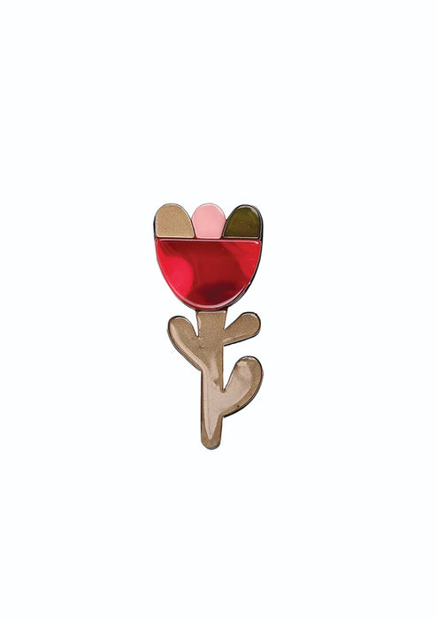 Hot Tomato Antique Fuchsia / Rose / Taupe Flora Dora Tulip Brooch