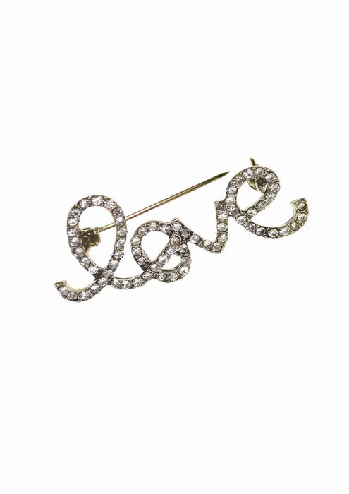 Hot Tomato Antique Gold/Clear Love Letters Brooch