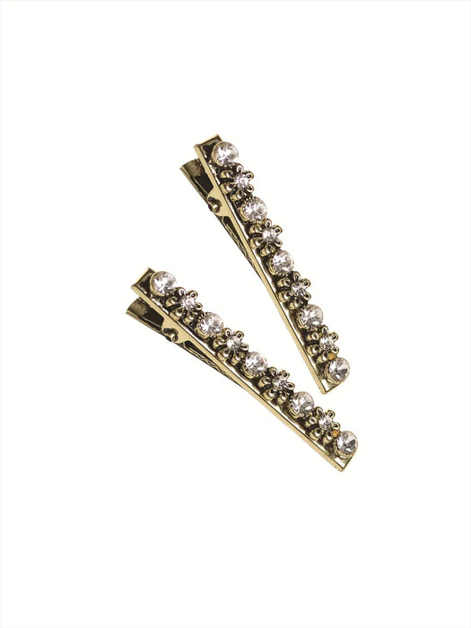 Hot Tomato Antique Gold/Clear Mini Sparkle Croc Clips 2 Per Card