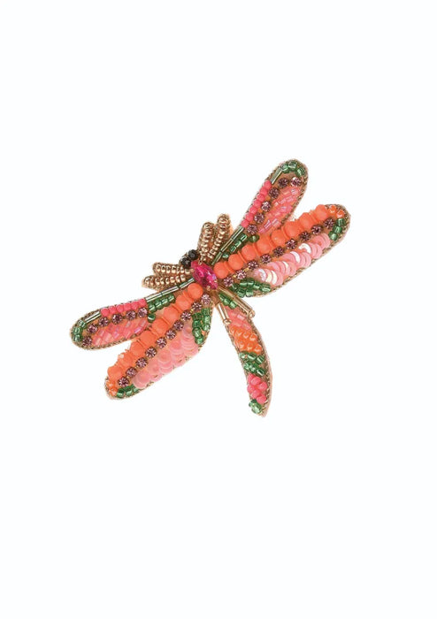 Hot Tomato Artisan Crafted Golden/Rose/Green Shimmer Dragonfly Brooch