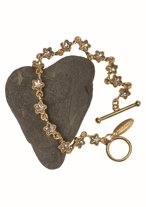 Hot Tomato Gold Clear Crystal Fob Fastener Celestial Bracelet