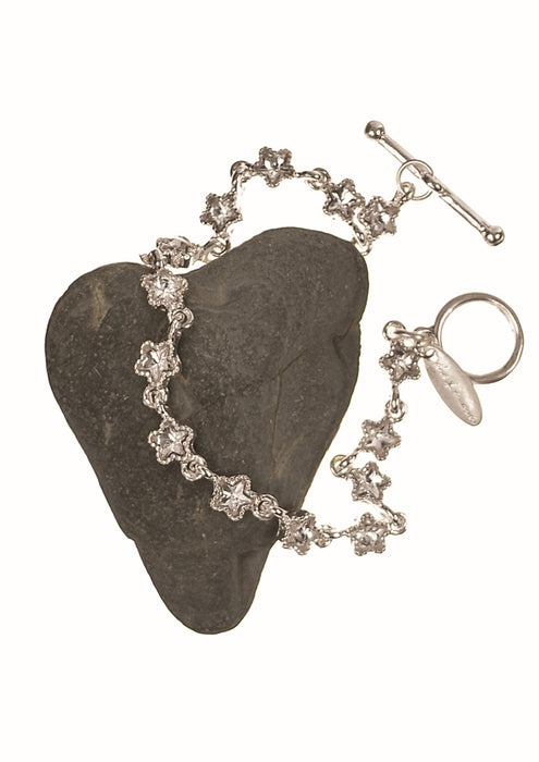 Hot Tomato Silver Clear Crystal Fob Fastener Celestial Bracelet