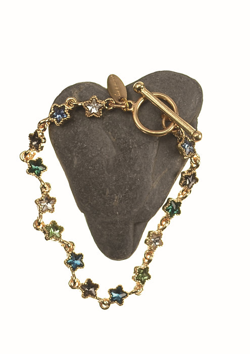 Hot Tomato Multicolour Crystal Fob Fastener Celestial Bracelet