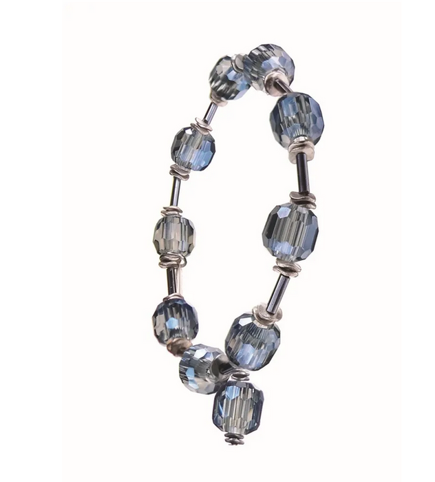 Hot Tomato Cubes Of Navy Crystal Drop Silver Bracelet