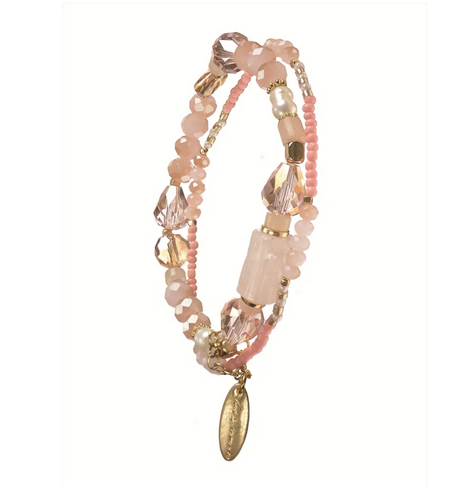 Hot Tomato Bonnie Bonnie Curated Duo Candy Floss & Golden Crystal Bracelet
