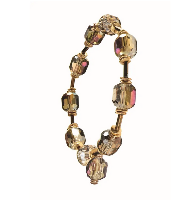 Hot Tomato Cubes Of Clear Crystal Drop Bracelet