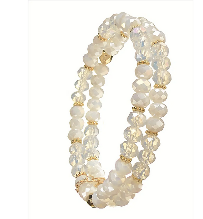 Hot Tomato Seeing Double Facetted White & Opal Crystal Bracelet