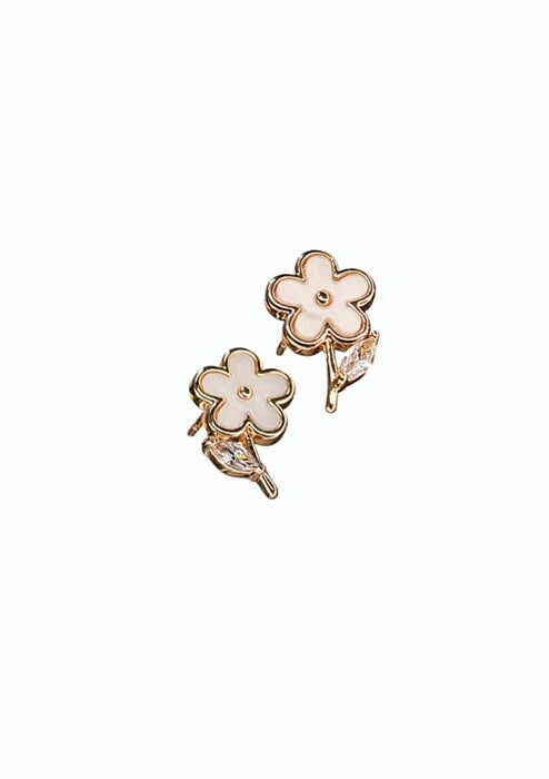 Hot Tomato Brass 18K Gold/Shell & Crystal Daisy Daisy Studs
