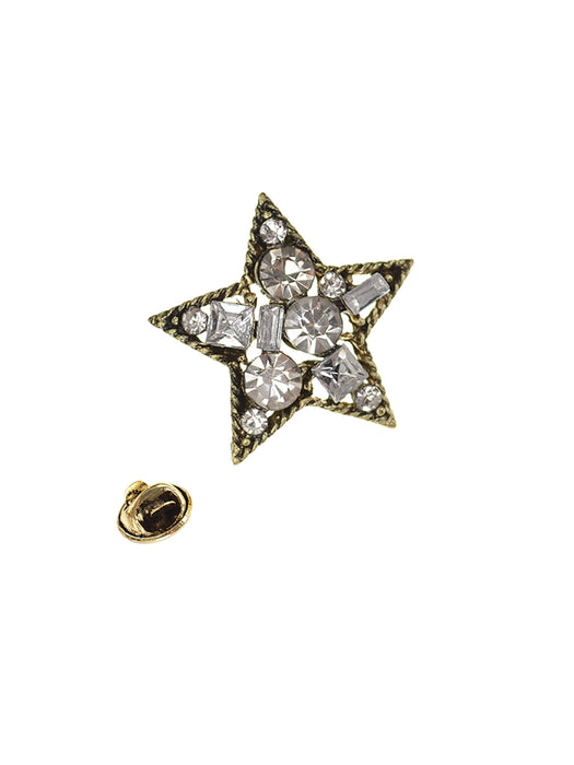 Hot Tomato Antique Gold & Clear Follow The North Star Pin Brooch