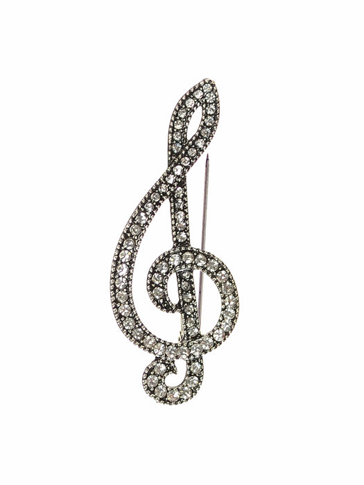 Hot Tomato Antique Silver & Clear Thank You for The Music Brooch