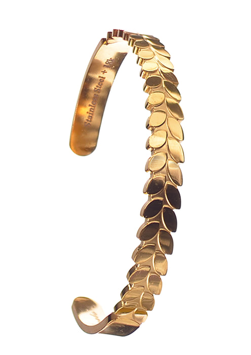 Hot Tomato Stainless Steel W/18k Gold PVD Laurel Cuff Bangle