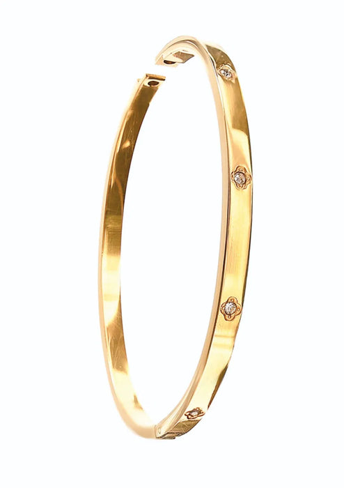 Hot Tomato Crystal Starburst Stainless Steel With Natural Hinged Bangle