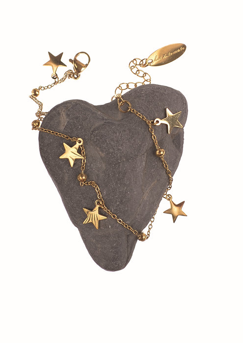 Hot Tomato Stainless Steel W/18k Gold PVD Star Scape Bracelet