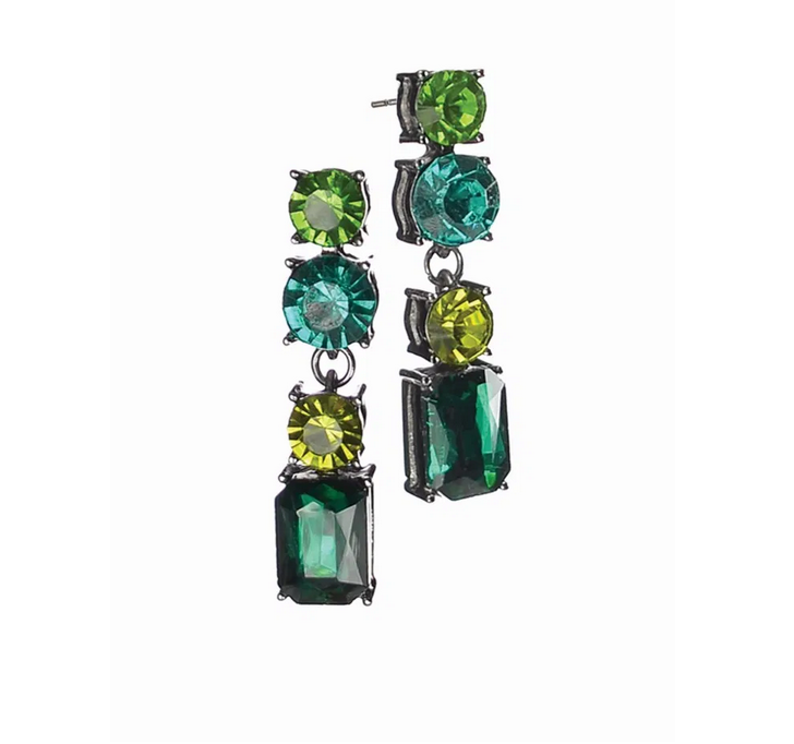 Hot Tomato Grande Drops Gun Metal, Green & Greener Earrings