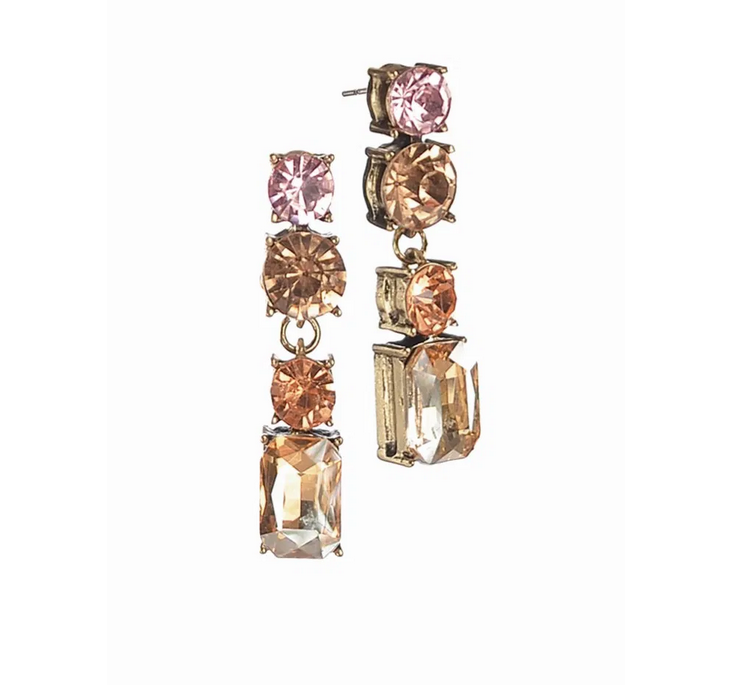 Hot Tomato Grande Drops Old Gold, Champagne & Roses Earrings