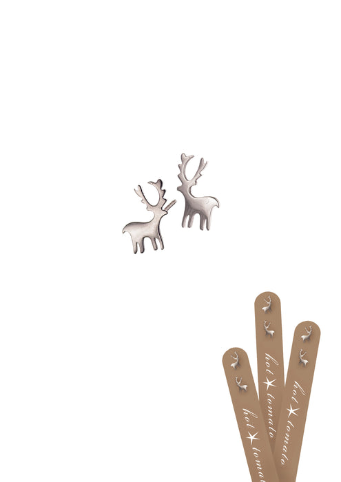 Hot Tomato Silver Triptych Of Micro Monarch Stag Studs