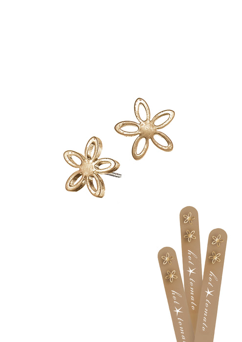 Hot Tomato Worn Gold Jasmine Star Studs