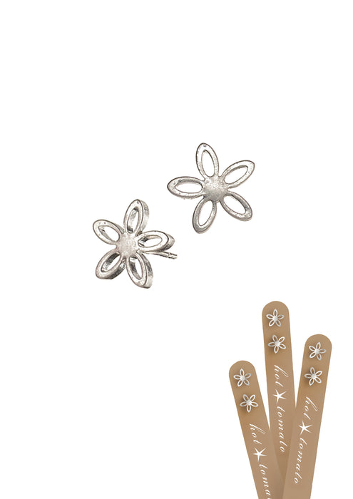 Hot Tomato Worn Silver Jasmine Star Studs