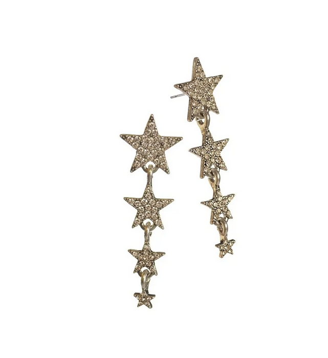 Hot Tomato Stary Stary Drops Honey Crystal Antique Gold Earrings