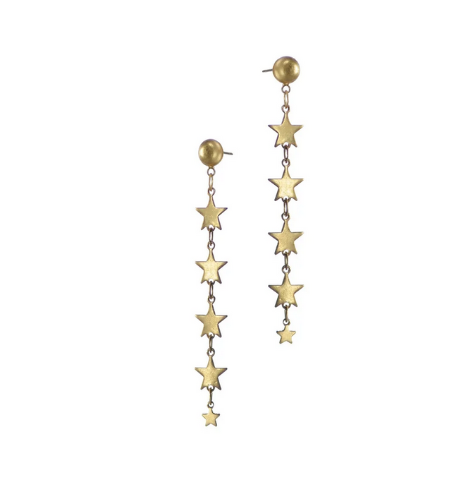 Hot Tomato Five Sisters Star Drops Worn Gold Earrings