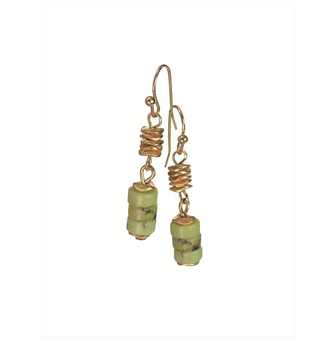 Hot Tomato Mini Stone Stack Apple Green/Gold Earrings