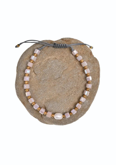 Hot Tomato Friendship Gold Plate Lilac And Steel Bracelet