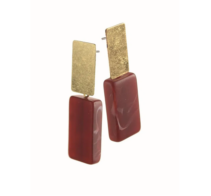 Hot Tomato Gallery Resin Drops Worn Gold & Berry Earrings