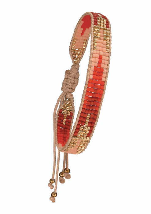 Hot Tomato Lipstick/Rose/Gold My Tribe Miyuki Friendship Bracelet