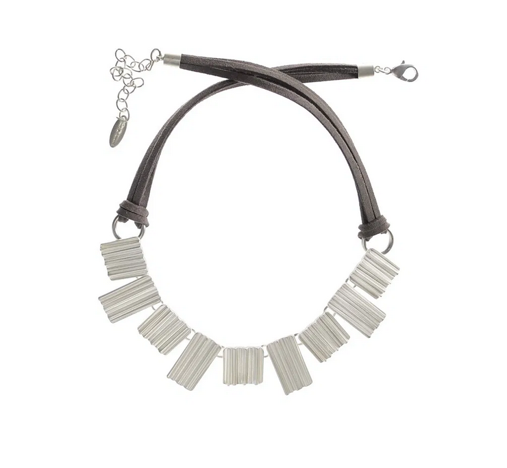 Hot Tomato Ode To The Ancients Matte Silver & Grey Necklace
