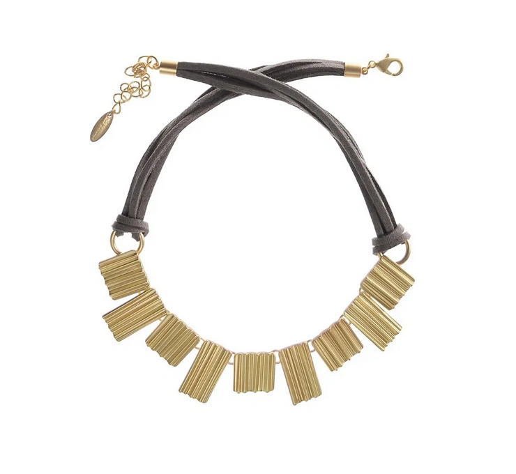 Hot Tomato Ode To The Ancients Matte Gold & Caramel Necklace