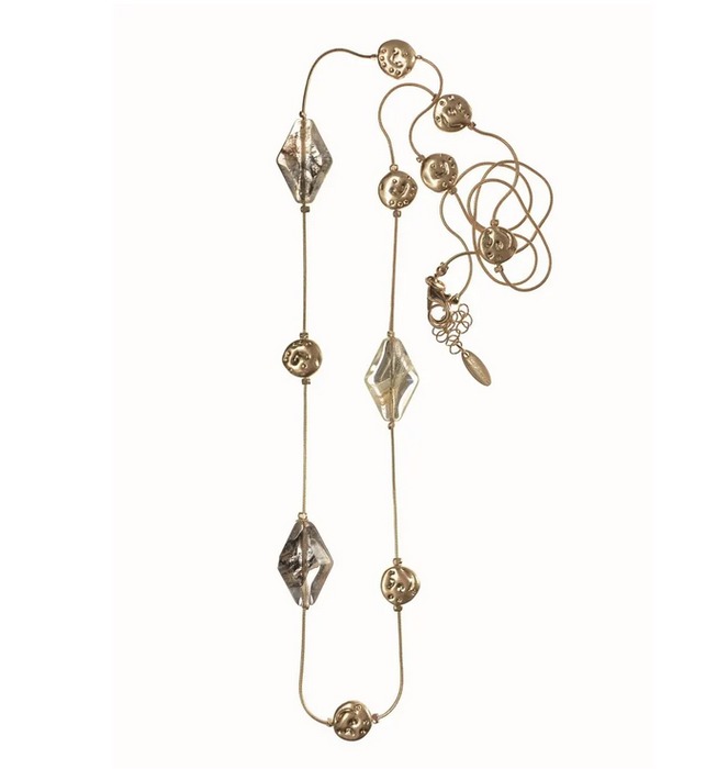 Hot Tomato Hero's & Harlequins Crystal On Snake Chain Gold Necklace