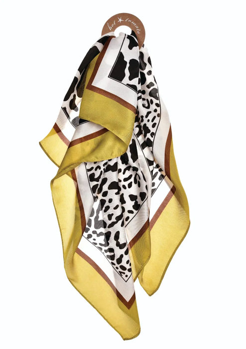 Hot Tomato Ochre & Cheetah Safari Vintage Vibe Poly Silk Square