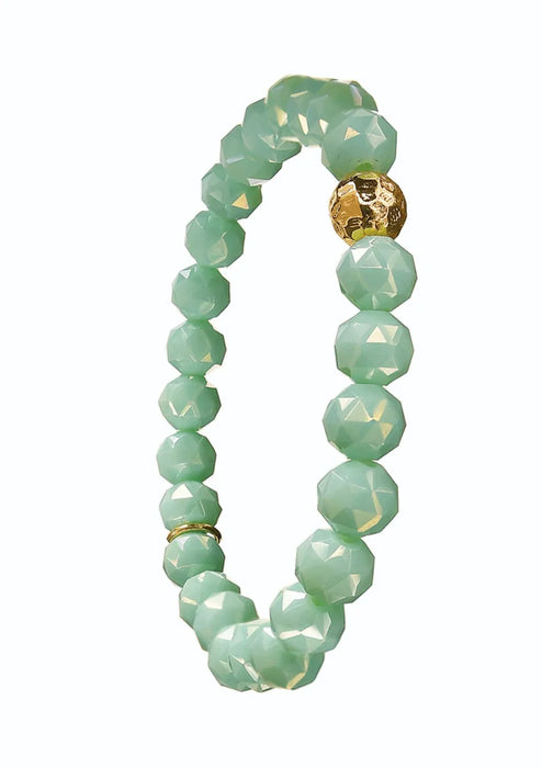 Hot Tomato Opaque Facetted Crystal Classic Iced Aqua/Gold Bracelet