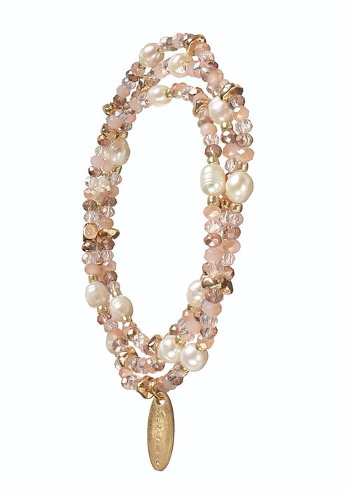 Hot Tomato Pearl Candy Elasticated Wrap Bracelet Necklace