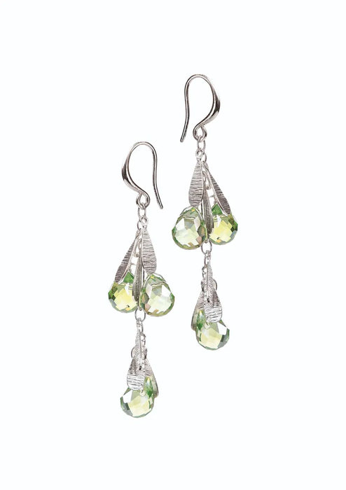 Hot Tomato Peridot/Silver Crystal Teardrop Cluster