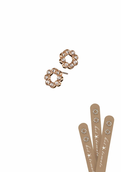 Hot Tomato Crystal Posy  Gold Clear Crystal Studs