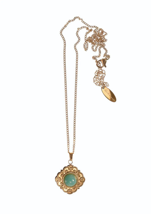 Hot Tomato Resin & Stainless Steel & Gold Lace Impression Necklace