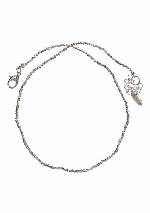 Hot Tomato Silver Shimmer Fine Mirror Bead Chain Necklace