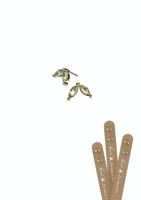 Hot Tomato Stainless Steel/18K Gold/Aqua Micro Petal Duet Studs