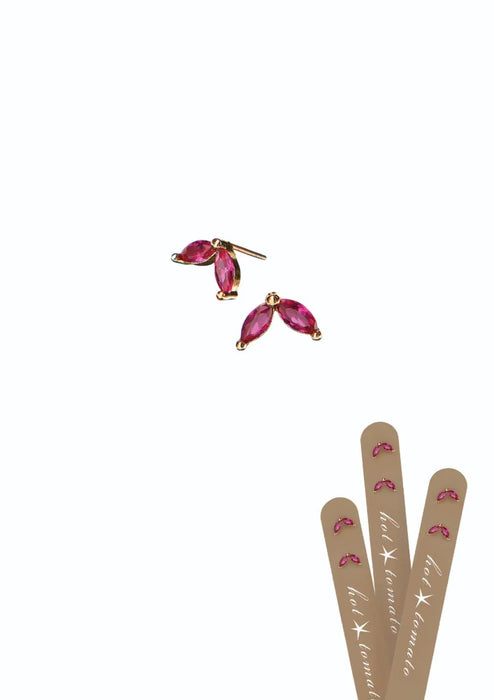 Hot Tomato Stainless Steel/18K Gold/Fuchsia Micro Petal Duet Studs