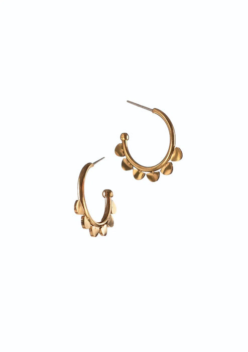 Hot Tomato Stainless Steel/18K Gold Scallop Edge Demi Hoop