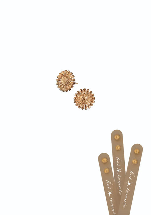 Hot Tomato Stainless Steel/18K Gold Sunflower Studs